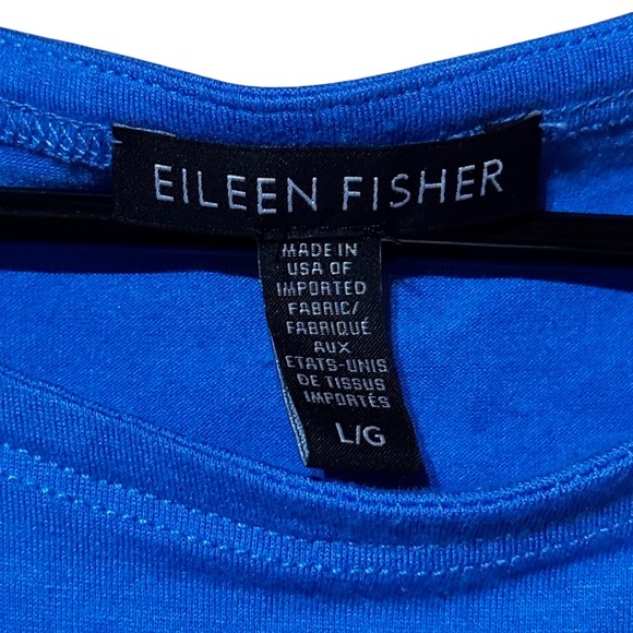 Eileen Fisher Blue Long Sleeve Asymmetrical Hem Top – Size Large - Picture 4 of 6